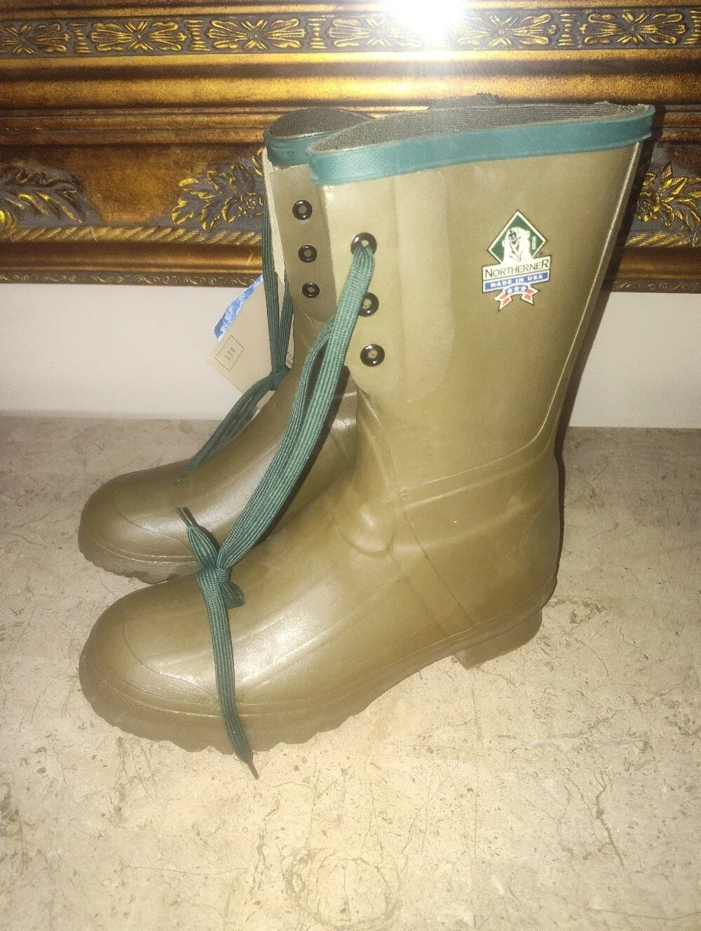 Vintage Northerner 100% Waterproof Olive Green Waterproof Lace-Up Outdoors Boots